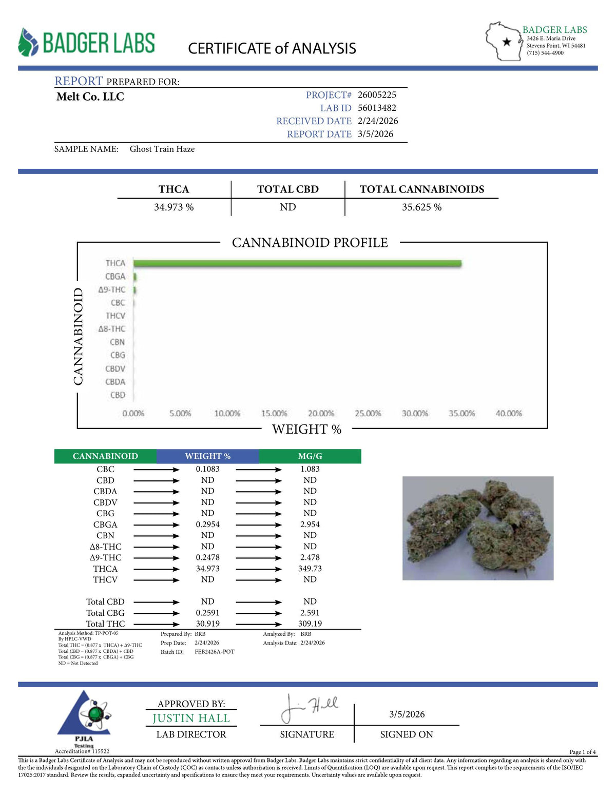 Lab report — Ghost Train Haze THCA potency analysis