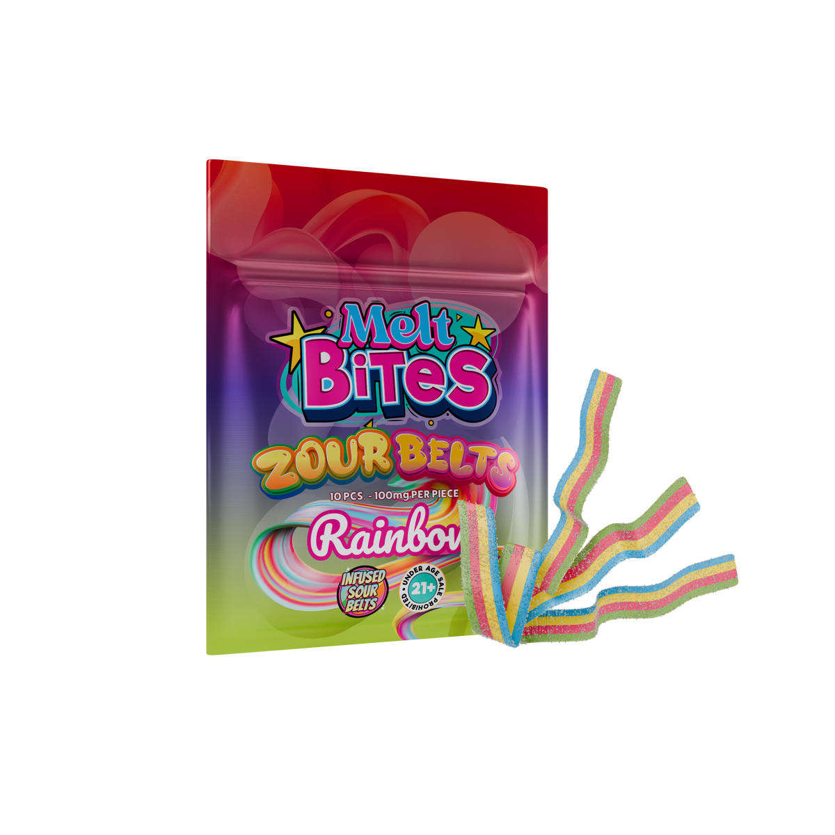 Strong THC gummies – Melt Bites Zour Belts 1000mg edibles