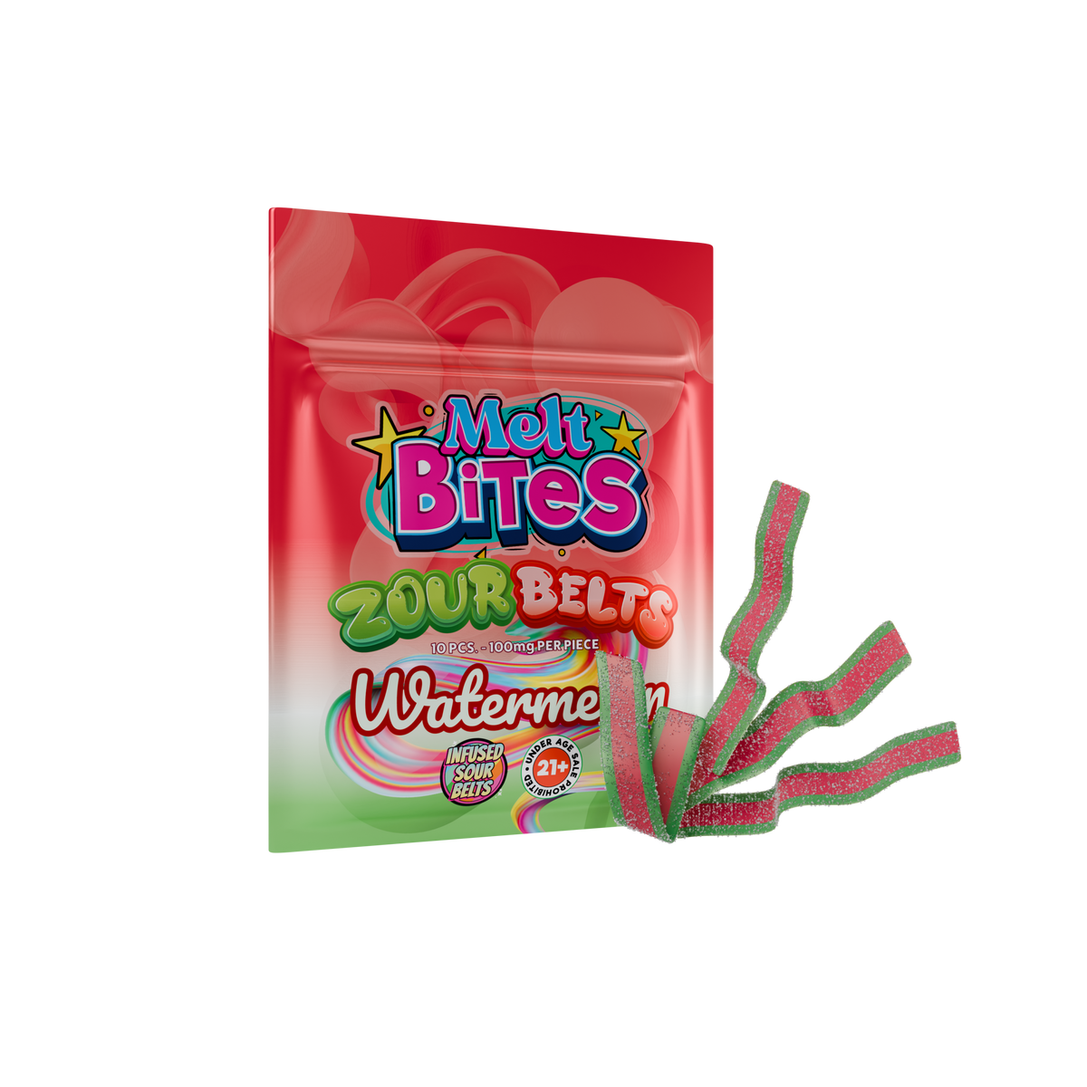 Strong THC Gummie  – Melt Bite  Zour Belt  1000mg THC Candy Belt  for Full Body Relaxation - Melt